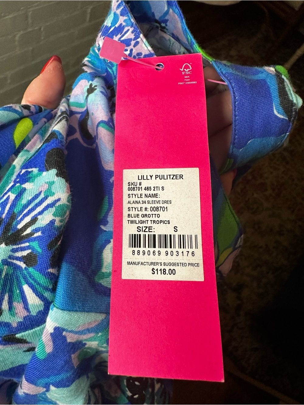 NWT Lilly Pulitzer Dark Blue and Purple ¾ Sleeve Tiered Dress - Picture 10 of 13